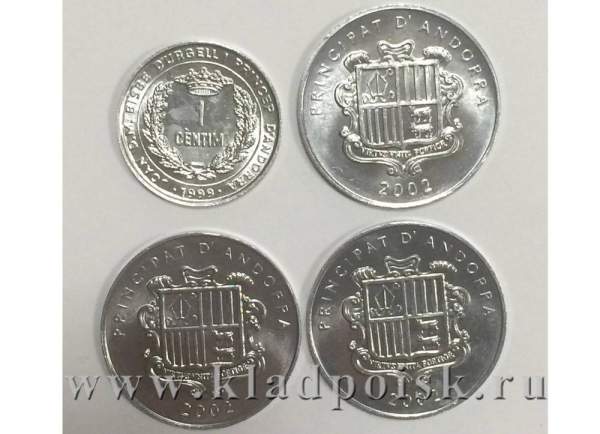 Набор монет Андорра 1999-2002, 4 монеты