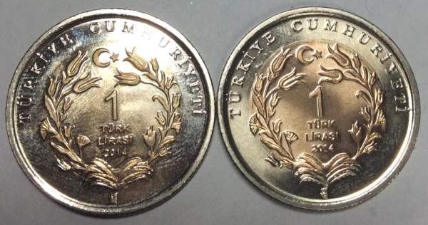 Набор монет 1 лира Турция – Лошадь, Орёл, 2014