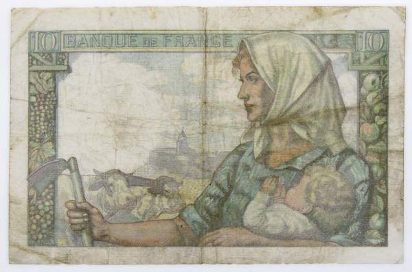 Банкнота 10 франков 1942 года Франция