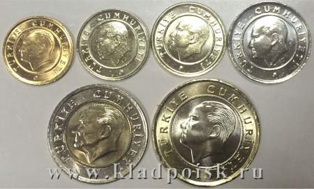 Набор монет Турция 2011-2015, 6 шт.