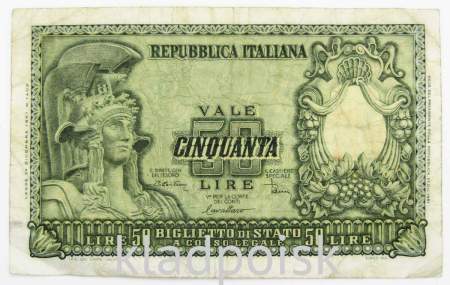 Банкнота 50 лир 1951 года Италия, арт 2