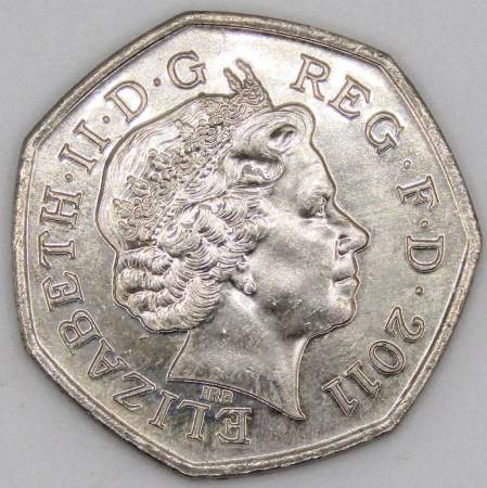 Памятная монета 50 пенсов 2011 года Гребля на байдарках - Олимпийские игры в Лондоне