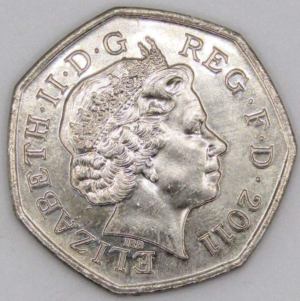 Памятная монета 50 пенсов 2011 года Гребля на байдарках - Олимпийские игры в Лондоне