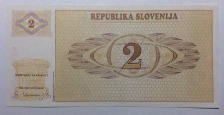 Банкнота 2 толара 1990 года Словения