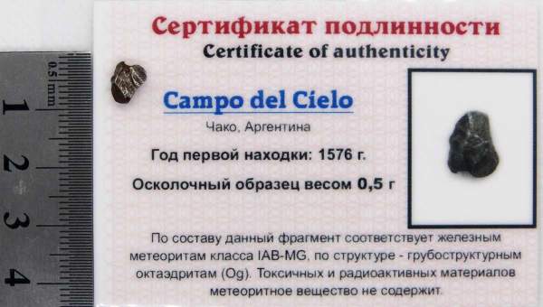 Осколок метеорита Campo del Cielo, арт 28