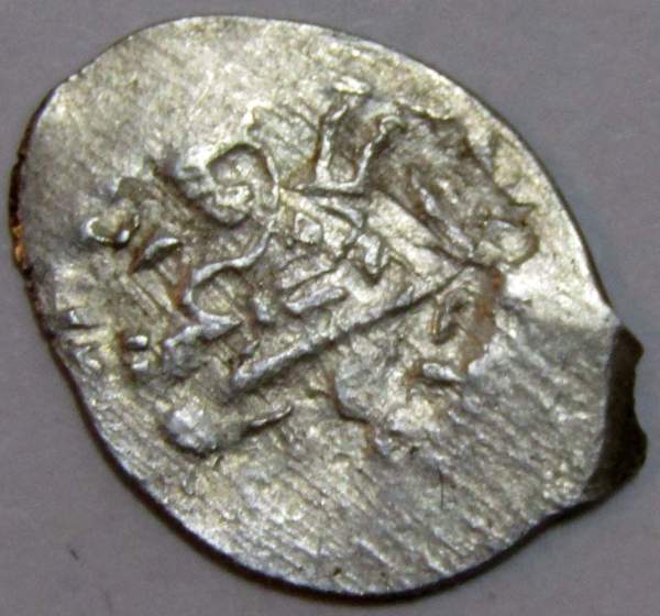 Денга Василий II Васильевич «Тёмный», серебро, Князь с отрубленной головой в руке/всадник с копьем, арт 13 Денга Василий II Васильевич «Тёмный», серебро, Князь с отрубленной головой в руке/всадник с копьем, арт 13