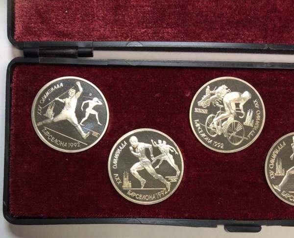 Набор монет СССР 1 рубль «XXV летние Олимпийские игры 1992 года в Барселоне» (оригинал), 6 монет в футляре