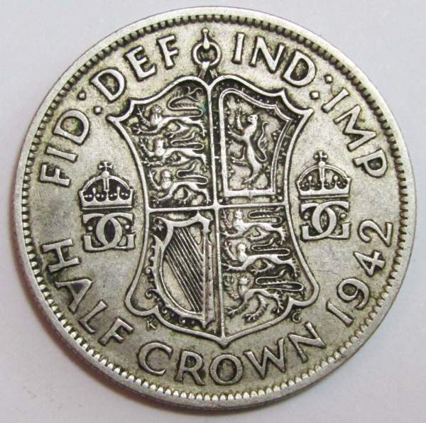 Монета 1/2 кроны 1942 года Великобритания Монета 1/2 кроны 1942 года Великобритания