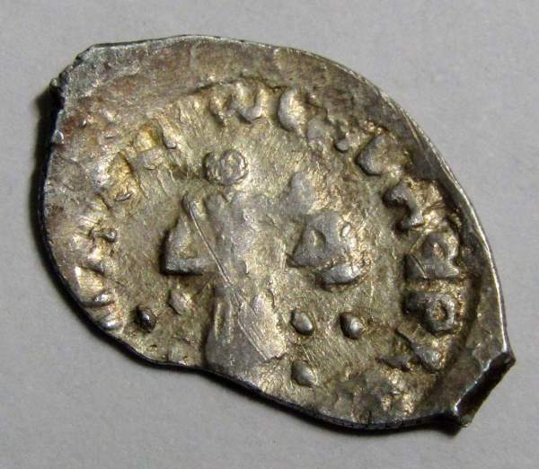 Денга Василий II Васильевич «Тёмный», серебро, Князь с отрубленной головой в руке/всадник с копьем, арт 6