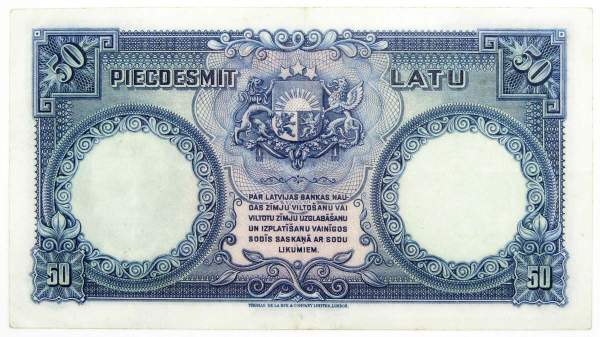 Банкнота 50 латов 1934 года Латвия
