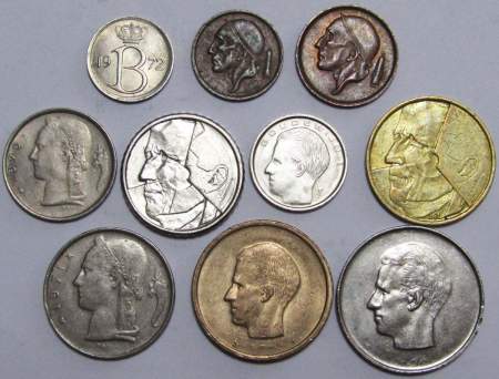 Набор монет Бельгии 1951-1993 гг., 10 монет