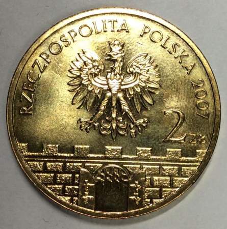 Монета 2 злотых Польша Город Квидзын из серии Древние города Польши, 2007