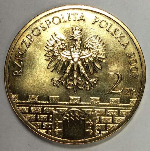 Монета 2 злотых Польша Город Квидзын из серии Древние города Польши, 2007