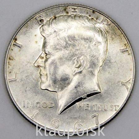 Монета 50 центов США «Кеннеди» 1967 года серебро 400 пробы, арт 4