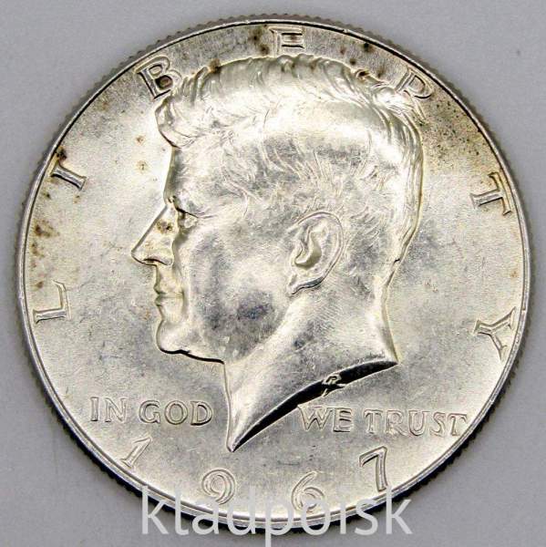 Монета 50 центов США «Кеннеди» 1967 года серебро 400 пробы, арт 4