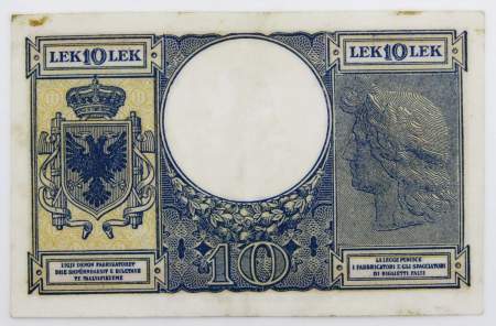 Банкнота 10 лек 1940 года Албания (Итальянская оккупация)