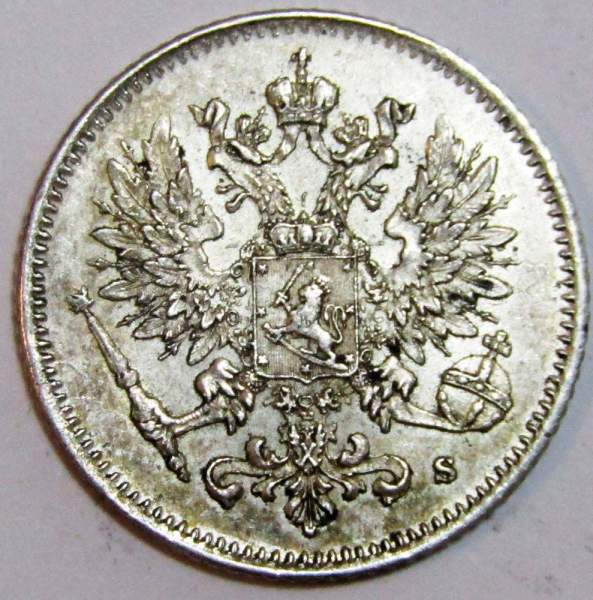 Монета 25 пенни 1917 г. для Финляндии (Николай II)