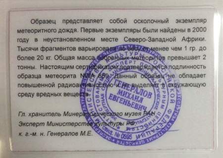 Осколок метеорита NWA 869, арт 2