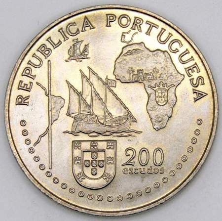 Монета 200 эскудо 1994 года, 500 лет с момента заключения Тордесильясского договора, Португалия