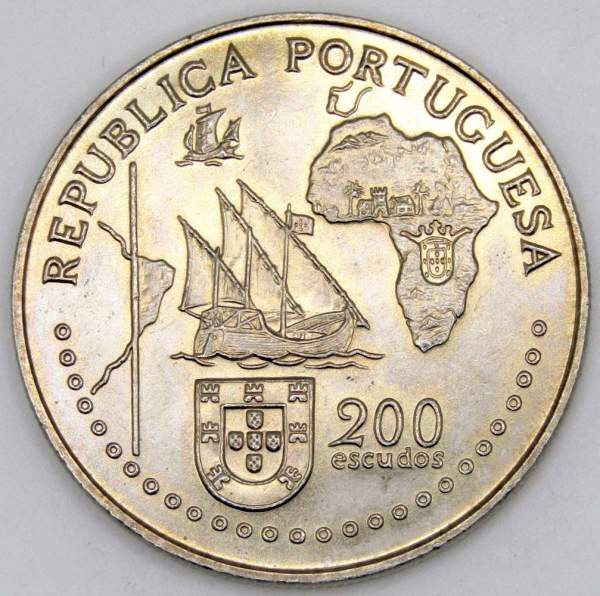 Монета 200 эскудо 1994 года, 500 лет с момента заключения Тордесильясского договора, Португалия
