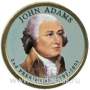 Монета с цветным изображением 1 доллар США (2007) 2-ой Президент Джон Адамс