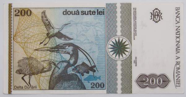 Банкнота 200 лей 1992 года Румыния Банкнота 200 лей 1992 года Румыния