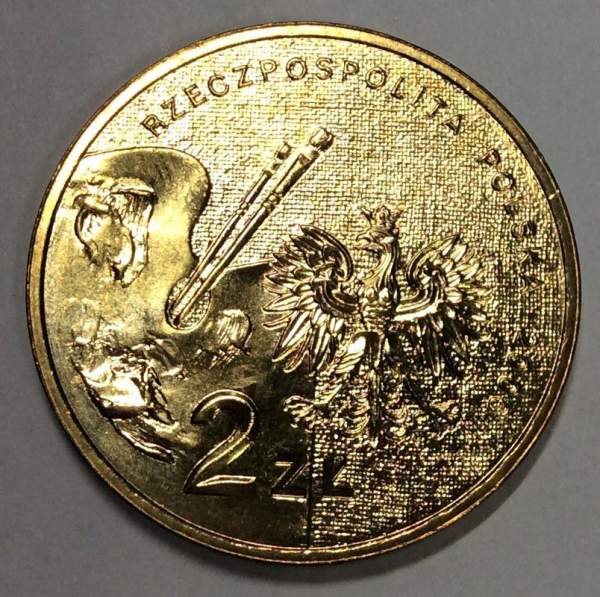 Монета 2 злотых Польша, серия «Польские художники» Александр Гиеримски, 2006