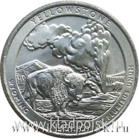 Монета 25 центов Йеллоустонский национальный парк, монетный двор P