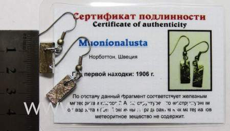 Серьги с метеоритом Муонионалуста (Muonionalusta), арт 4