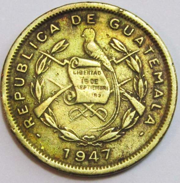 Монета 1 сентаво 1947 Гватемала Монета 1 сентаво 1947 Гватемала