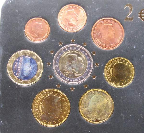 Набор регулярных монет Евро Люксембург 2005-2006 годов