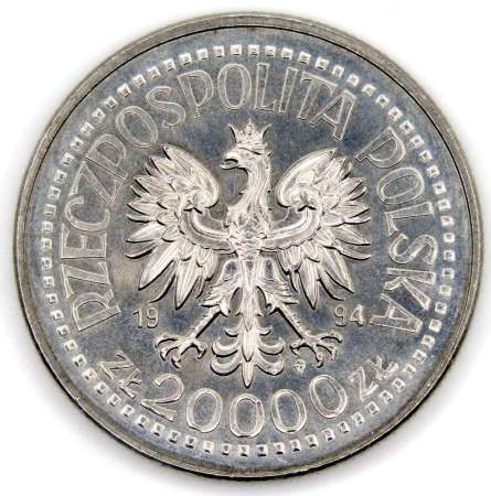 Монета 20000 злотых Польша, Здание Варшавского монетного двора, 1994
