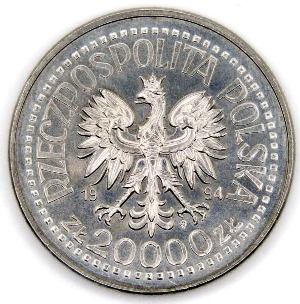 Монета 20000 злотых Польша, Здание Варшавского монетного двора, 1994