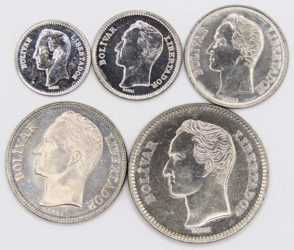 Набор регулярных монет Венесуэлы 1989-1990 гг., 5 монет