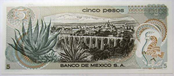 Банкнота 5 песо 1969 года Мексика Банкнота 5 песо 1969 года Мексика