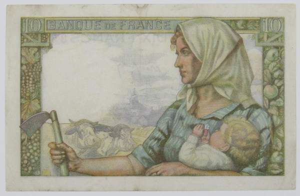 Банкнота 10 франков 1943 года Франция