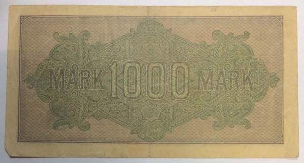 Банкнота 1000 марок 1922 года - Веймарская Республика, арт 3 Банкнота 1000 марок 1922 года - Веймарская Республика, арт 3