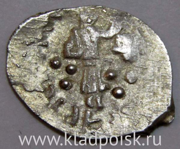 Денга Василий II Васильевич «Тёмный», серебро, Князь с отрубленной головой в руке/всадник с копьем, арт 13 Денга Василий II Васильевич «Тёмный», серебро, Князь с отрубленной головой в руке/всадник с копьем, арт 13
