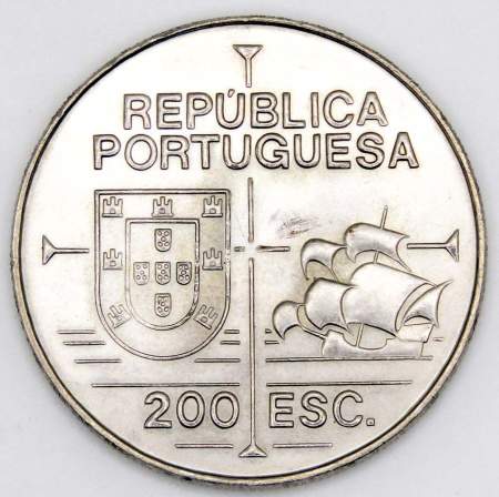 Монета 200 эскудо 1992 года, 450 лет открытию Калифорнии, Португалия