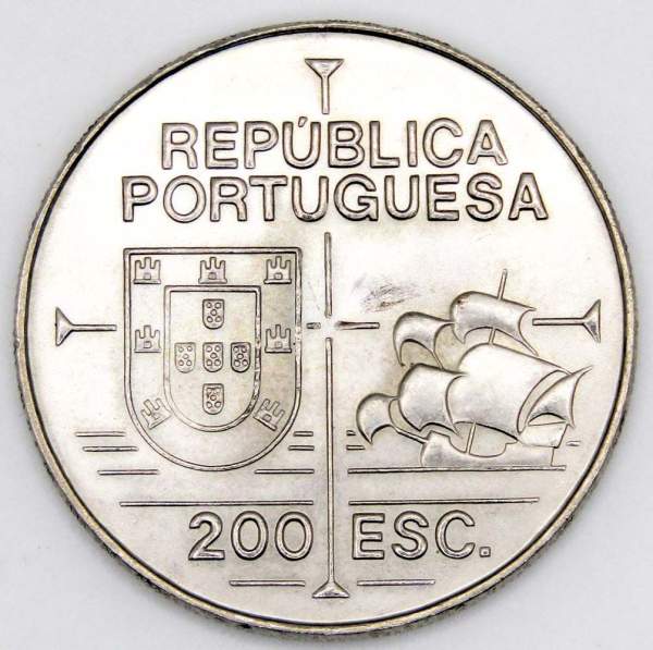 Монета 200 эскудо 1992 года, 450 лет открытию Калифорнии, Португалия