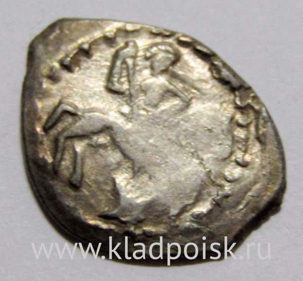 Денга Василий II Васильевич «Тёмный», серебро, Всадник/строчник, арт 8