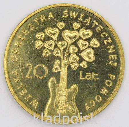 Монета 2 злотых Польша 2012 - 20 лет Благотворительному Рождественскому оркестру