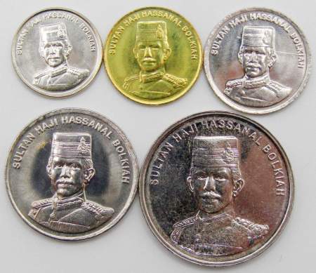 Набор регулярных монет Брунея 2009-2010 гг., 5 монет