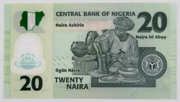 Банкнота 20 найра 2008 года Нигерия