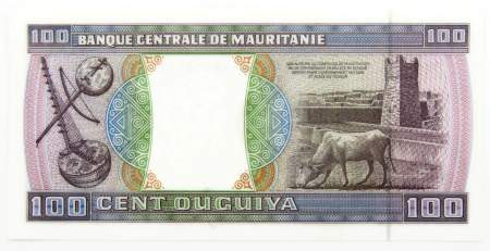 Банкнота 100 угий 2002 года Мавритания
