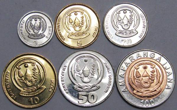 Набор регулярных монет Руанды 2003-2011 гг., 6 монет