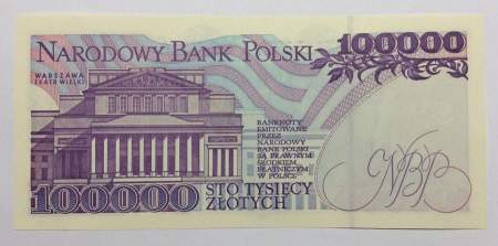 Банкнота 100000 злотых 1993 года Польша