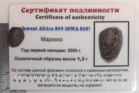 Осколок метеорита NWA 869, арт 9