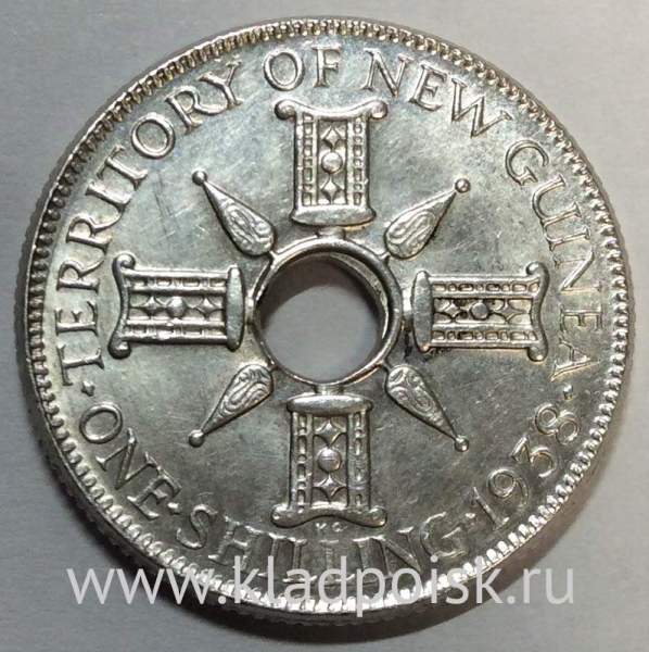 Монета 1 шиллинг 1938 года Новая Гвинея Британская Монета 1 шиллинг 1938 года Новая Гвинея Британская