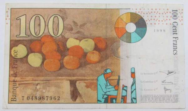 Банкнота 100 франков 1998 года Франция (Сезанн)